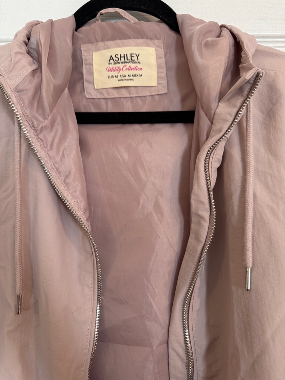 Ashley By 26 International Dusty Pink Hooded Zip Bomber Jacket - Picture 5 of 6